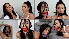 Mila & Latina's Bound Bliss: Silenced with Huge Gags, Strung Up & Drooling!