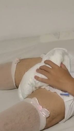 Diaper Sissy Loves To Jerk off In Her Diaper   Clip 1