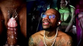 small cock cumming all over juicy hairy black ass pussy, ai generated