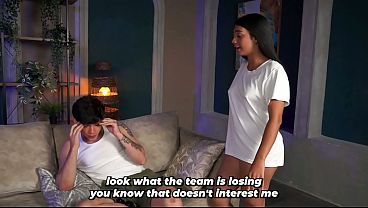 Slim brunette stepsister seductively talks to her stepbrother, convincing