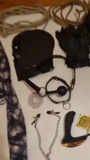 Crossdressing and bondage predicament fun in a hotel room