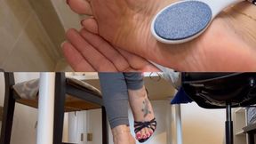 Sanding my soles and sexy clogs - Compiled from two videos