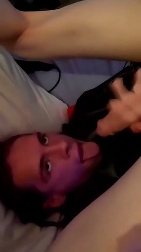 Loona Shemale Trans Stroke a Cumshot on Her Face Come Se This Little Bitch Cum on Herself