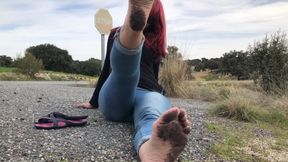 Dirty Feet Soles Walking and Teasing