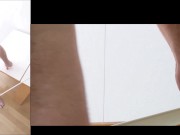 Guy's ass whipped hard by machine with plastic strip