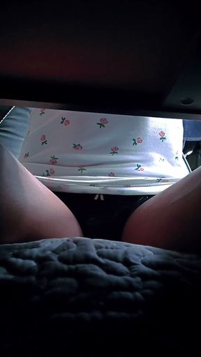 Under Desk Perving: Updress Tease, Lace &amp; Soft Femcock Reveal