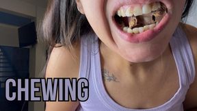 Chewing + Drinking chocolate milk