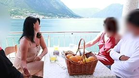 Caring milf jerks off her partner's cock in public every time compilation