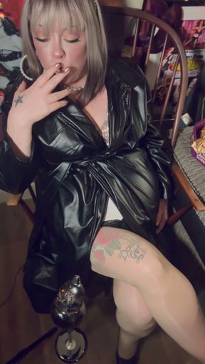 Leather Coat &amp; Cigarettes - Miss Tina Snua Smokes For You   Clip 1