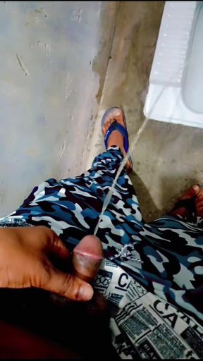 Desi Teen Indian Boy Peeing in Public Toilet