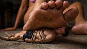 Tied up in Rope Bondage for Giantess's Dirty Foot | FHD