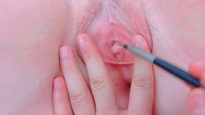 completely closed pussy opening it with pulse