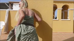 Close up Pussy Spreading &amp; Dildo Fucking Outdoor in a Short Cute Dress &amp; Knee High Boots