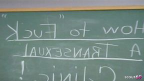 Teacher Fucks Skinny Ladyboy in Classroom in Extremely Tight Asshole