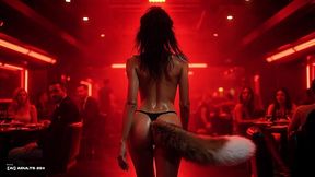 [ai-generated] oriental techno (watch with sound) luxury ai strip club - fox tail hostess, sensual go-go dancers & private vip tease