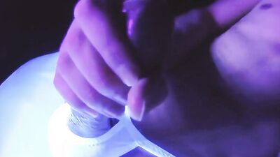 STEPSON AND SISTER WITH NEON TOYS