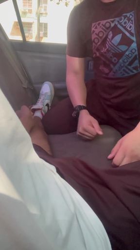 Suckig My Sweaty Straight Friend in the Car After His Game, Swallow All the Cum