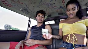 Amateur stud fucks hunk for money in outdoor van