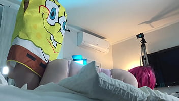 Spongebob Fucks Hot Trans Woman in Chastity