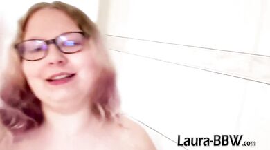 BBW babe pisses on your cock and fucks her tight asshole!