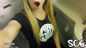 Blonde Public Masturbating Airplane Bathroom Real Amateur