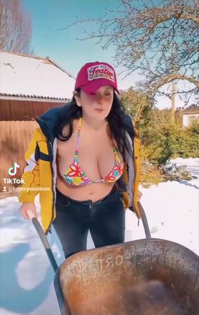 Gathering Fire Wood Huge Tits and Pussy Lips