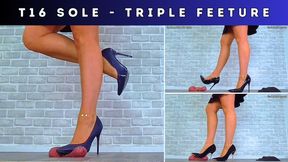 T16 Sole Cam - Triple Feeture - Crushing The Cum From Your Balls Under Three Pairs Of My Old Work Heels - Cock Dick Trample Trampling CBT Ballbusting Shoejob Footjob Testicle Crushing Crush Stiletto Shoe Foot Feet Fetish Cumshot