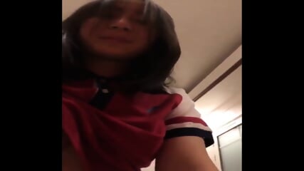 amazing vietnamese cute red T SHIRT jump on cock