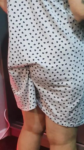 Step mom left from bathroom naked into step son room