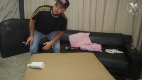 On His Knees, Devouring His Thick Cock Until He Cums