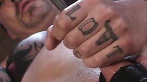 ”He finds a long silver rod & decides to fuck his shaft in a sensational-soundin”