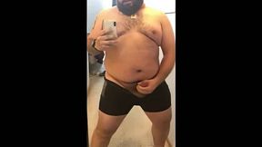 Fat Bear Stroking His Big Cock