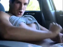 Str8 hot young jock jerks in his car