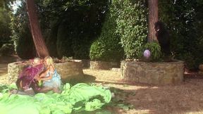 Big tit milf fairy Michelle Thorn shares a big dick with Cindy Behr