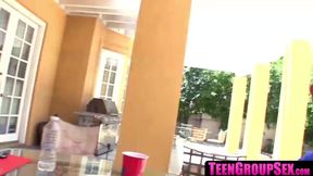 Bad bitches have slutty study group with school geek