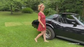 Katja 17 Minute Nude Outdoors Display With Corvette Car