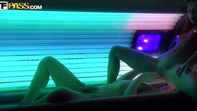 Horny bitch Nickel gives a head at the solarium