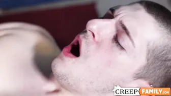 Stepbrothers Christian Ryder and Darron Bluu explore bareback anal together