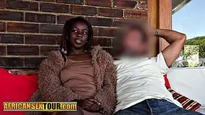 Big butt African swallowed big cock before hardcore interracial fucking