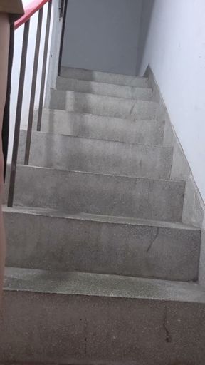 Shemale Ting xuan masturbates with a vibrator inserted in the stairwell.   Clip 3