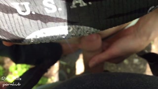 Showed to the Stranger in the Public my Wet Panties and he Cumshot in Them
