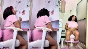 chubby girl farting nonstop with belly pain and rushes to bathroom