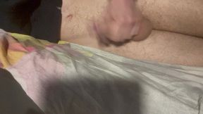 Frustrated teen humping bed and jerks off