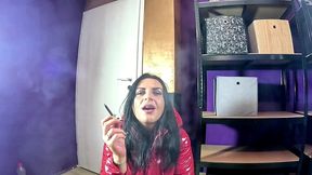 red glossy downjacket pov. smoking, doggy style and double cum on my jacket