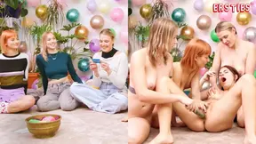 German amateur blonde babe plays lesbian dare ring game