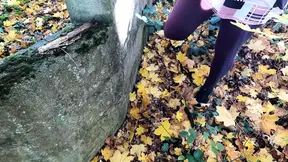 Hard titslapping behind medieval wall