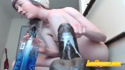 Big White Ass Rides ACESQUIRT Sex Toy Til Dripping Crea