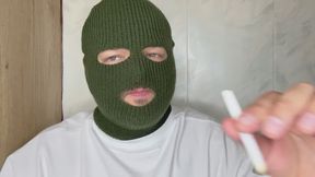 Bob smokes in a mask