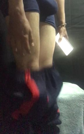 Skinny plays with his feet and his cock