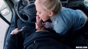 Randy Blonde Teen Sucks Pulsating Wiener Of Truck Driver